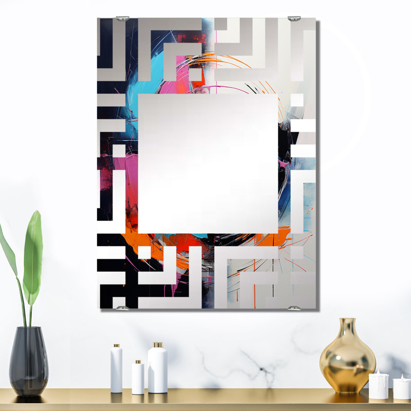 Paint Ink Expression III - Miroir abstrait fractal, décoration murale MIR137526, 32 po x 24 po