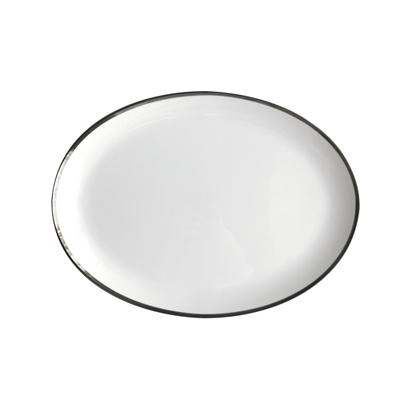 Platinum Edge Bone China Dinner Plate, White/Silver