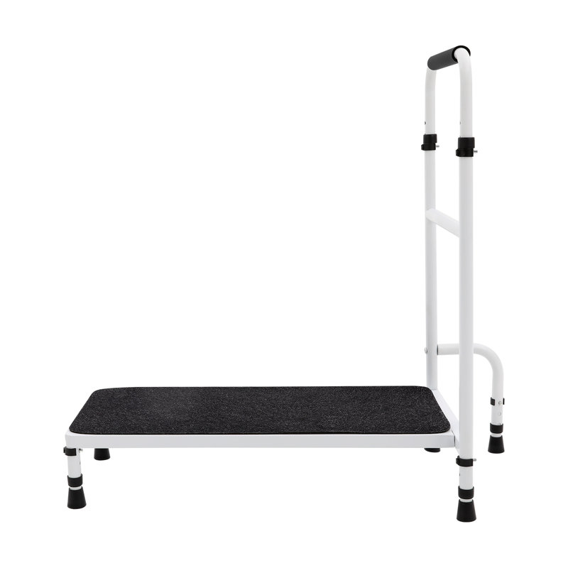 Escabeau robuste avec rampe réglable et aide à la mobilité antidérapante à 5 pieds pour les personnes âgées, Blanc