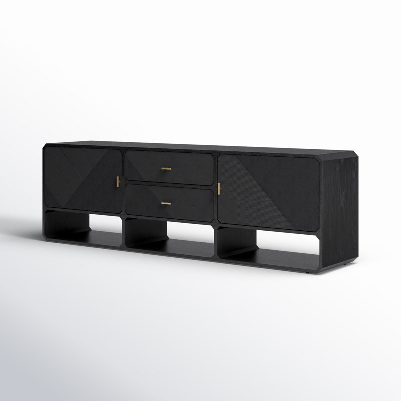 Caspian TV Stand for TVs up to 85", Black Ash