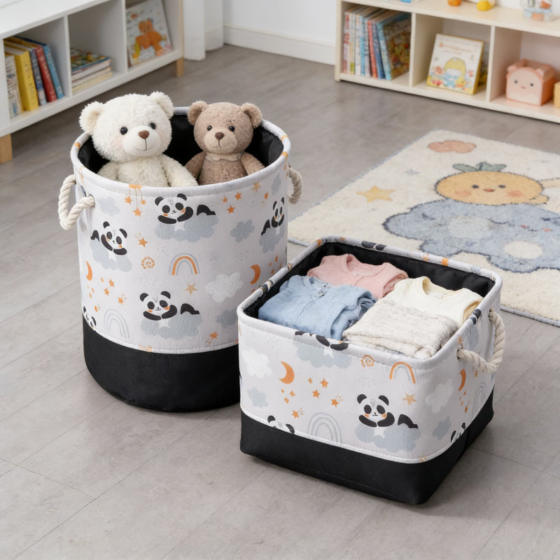 2Pcs,Large Capacity Foldable Storage Basket With 3-Tier Design, Multifunctional Organizer For Toys, Laundry, And Household Items, Water-Resistant And Durable Fabric