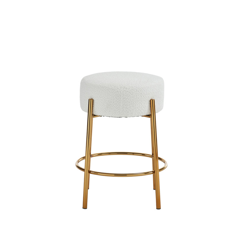 Round Bar Stool, Set of 2 - Contemporary Upholstered Dining Stools for Kitchens, Cafes and Bars - Includes Sturdy Support Legs