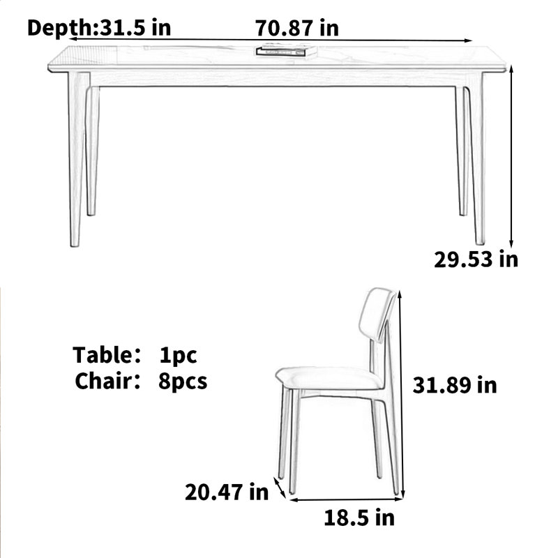 Table rectangulaire moderne de style crème moderne