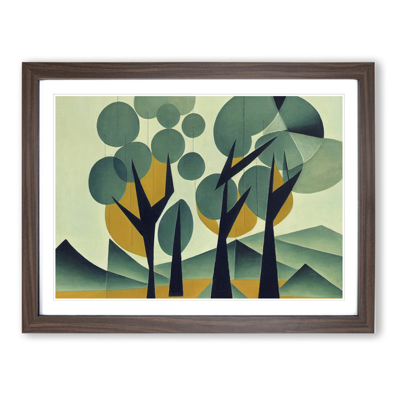 Spellbinding Abstract Trees - Framed Print, 25cm H x 34cm W x 2cm D, Walnut