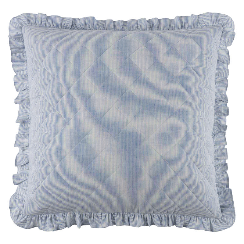 Parris French Blue Stripe Linen Quilted Sham, Euro Sham