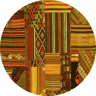 Tapis contemporains jaunes lavables à la machine 438