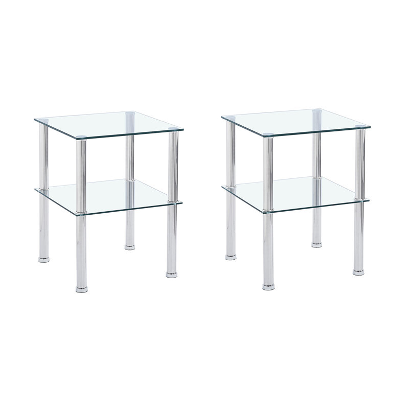 Table d'appoint 2 pièces transparente