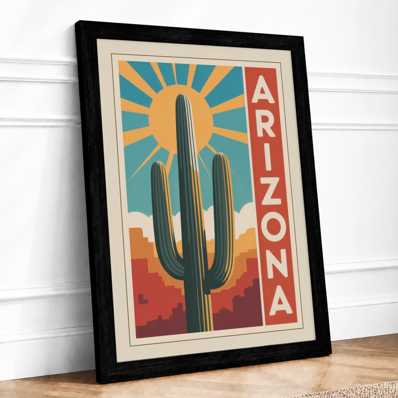 Arizona Desert Sunburst Vintage - Print, Black, A4 - 29.7 x 21.0 cm