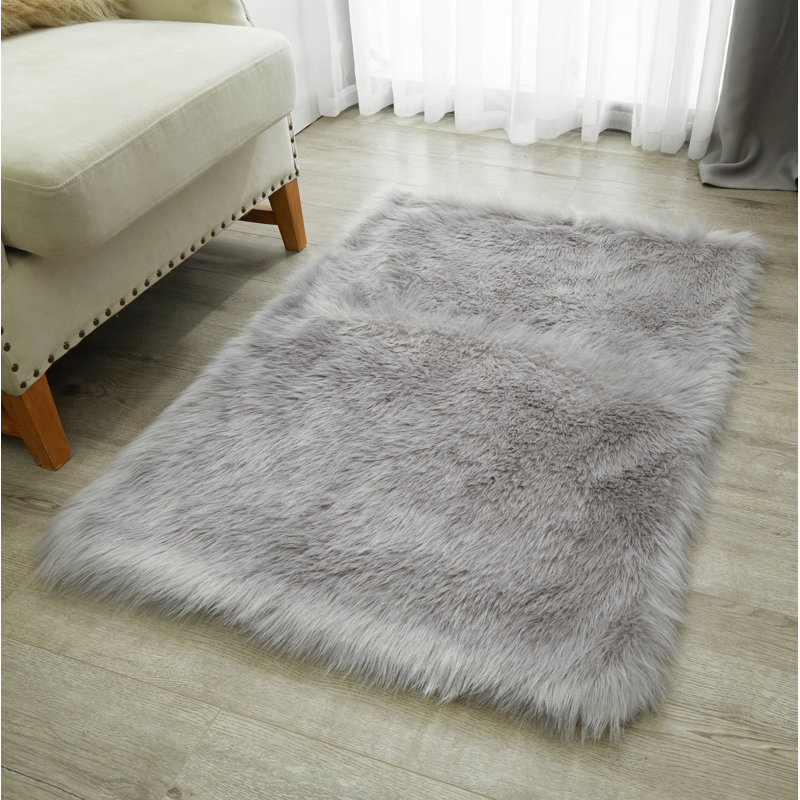 Enrica Soft Fluffy Gray Area Rug