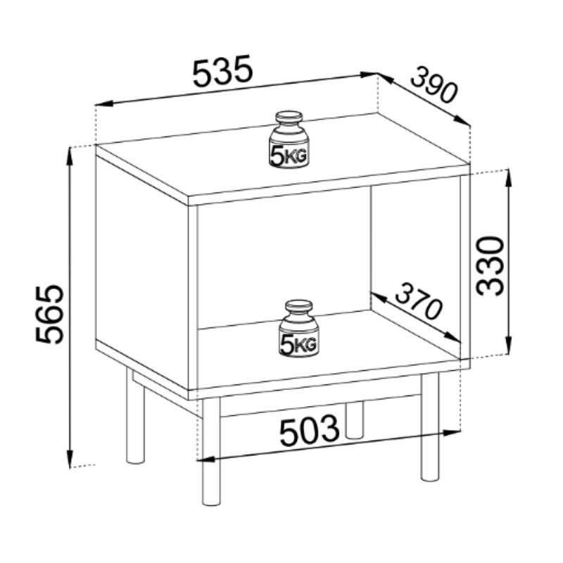 54cm W Manufactured Wood Bedside Table