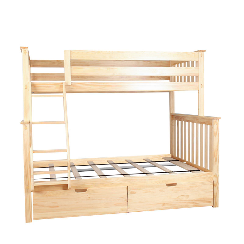 Bolles Kids Bunk Bed with Drawers, Full over Full, Natural