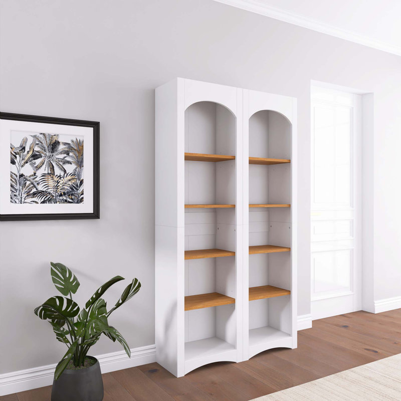 72 "H 72" en bois blanc avec armoires de rangement à deux tons avec tablettes réglables, Blanc