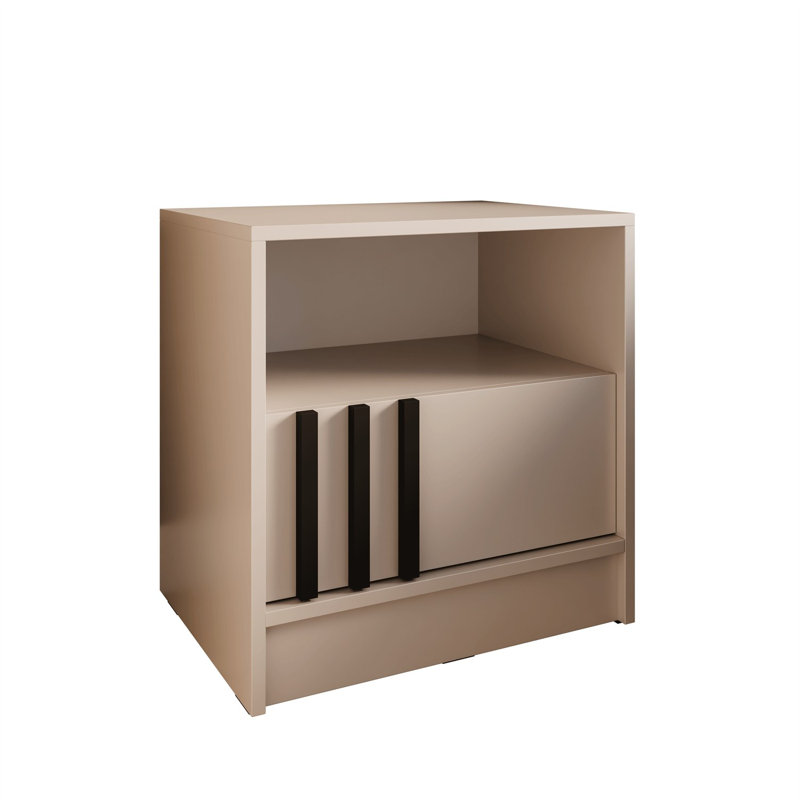 51cm W Bedside Table, Cashmere/Black