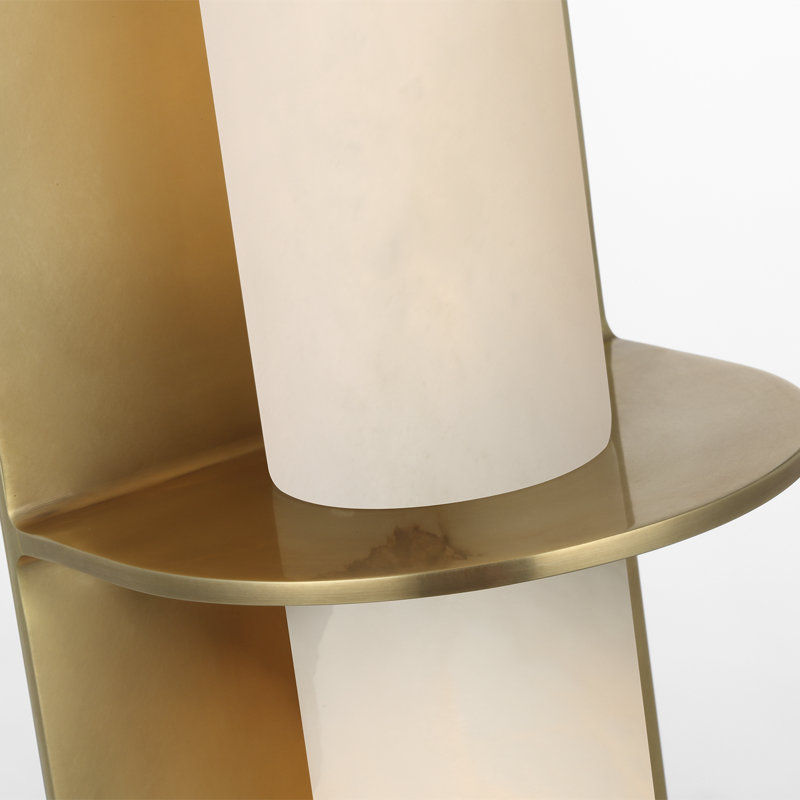 Kelly Wearstler Fosse 28" Linear Tube Sconce with Alabaster, Antique-Burnished Brass