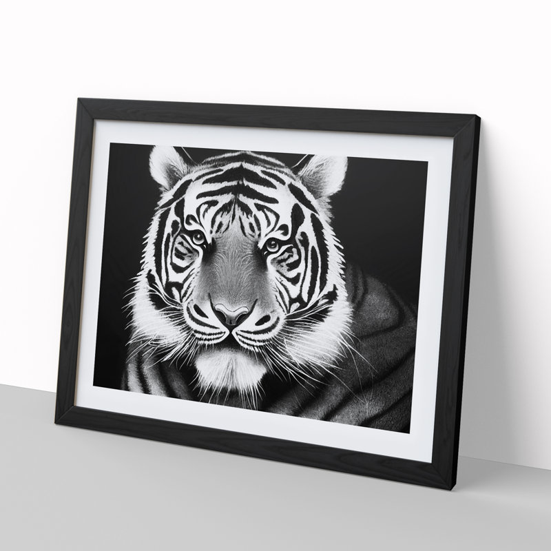 Monochrome Tiger Vol.5 - Framed Print, Black Framed, 46cm H x 64cm W x 2cm D