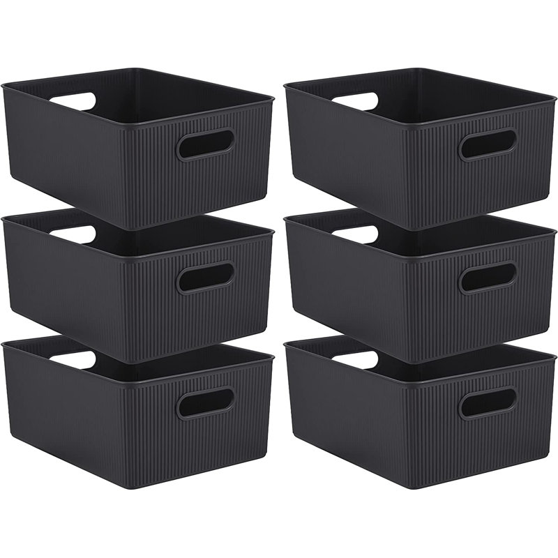 Ribbed Plastic Box Set, 6, Brown