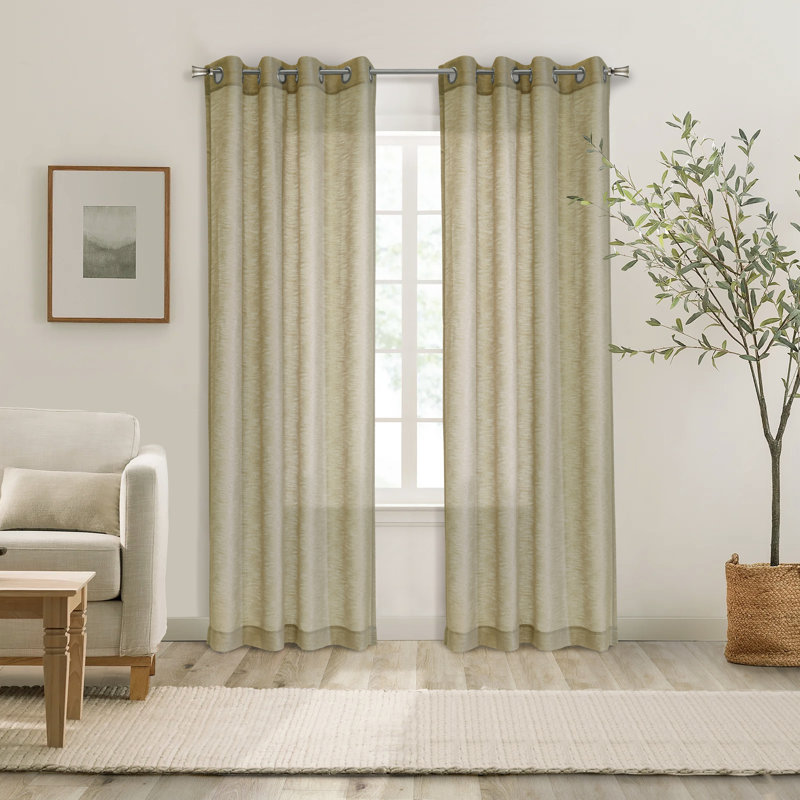 Panneau de rideau diaphane avec œillets Boucle, L 52 po x L 84 po