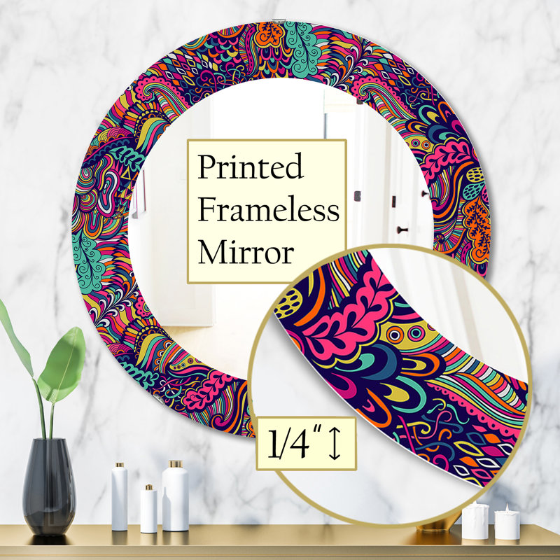 Miroir mural texturé avec fleurs abstraites, H 31,5 po x l po