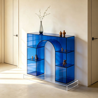 Console arquée bleue en acrylique