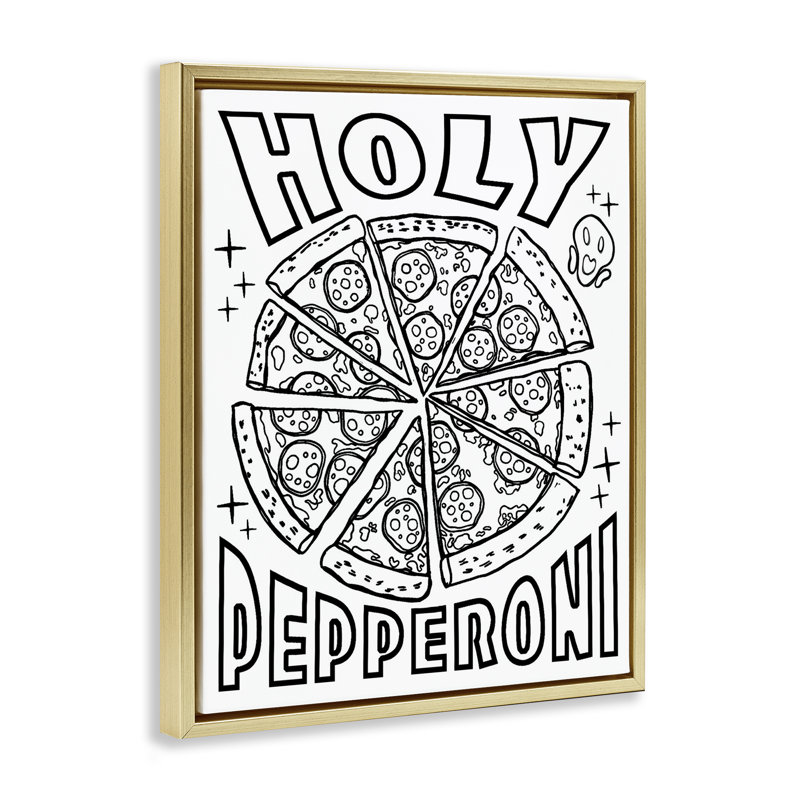 Cadre flottant Saint Pepperoni, par Ziwei Li, H 31 po x l 25 po, Cadre flottant métallique doré