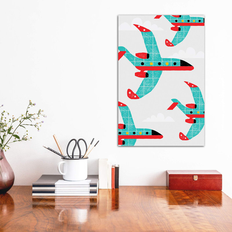 In the Air Planes - impression d'art graphique, H 26 po x l 18 po x 1,5 po, Toile tendue, Aucun mat