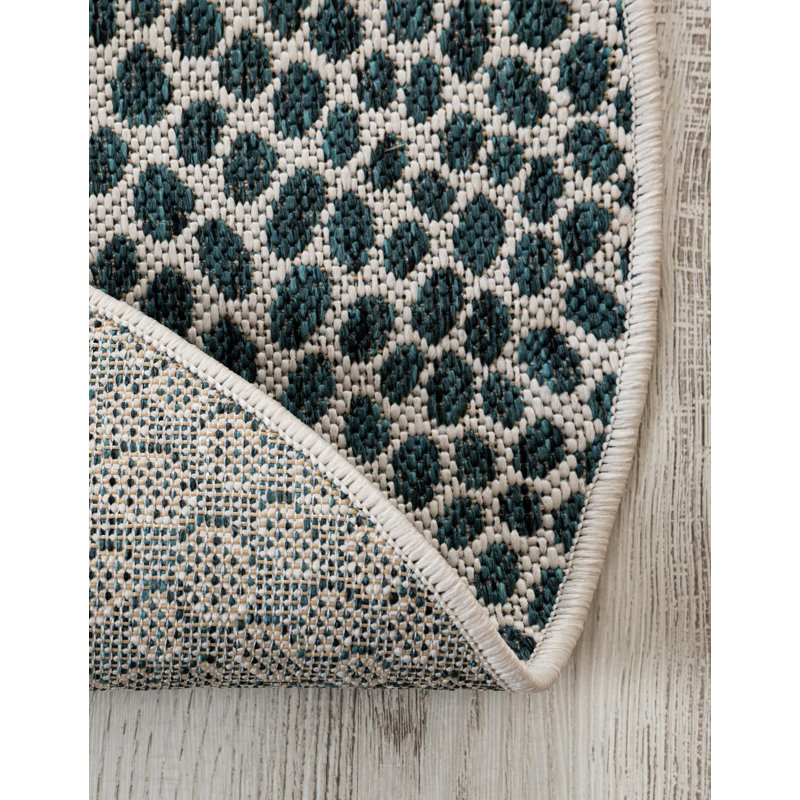 Jill Zarin Cape Town Indoor/Outdoor Rug, Round 5'3", Teal