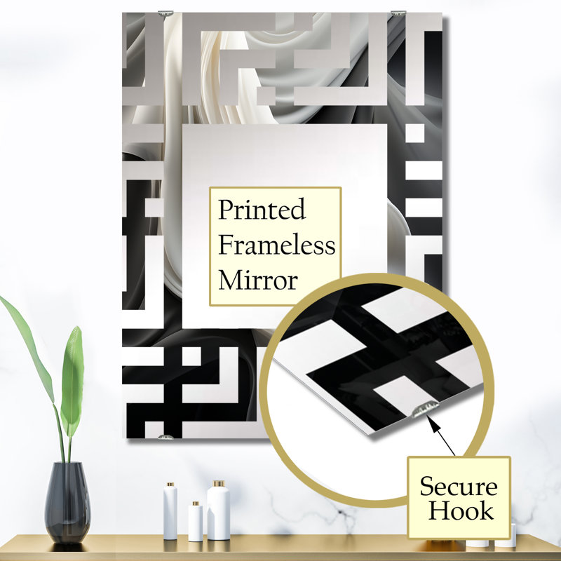 Grey Soothing Shadows Wall Mirror, Abstract Collages Modern - Grey Soothing Shadows III, 40" x 30"