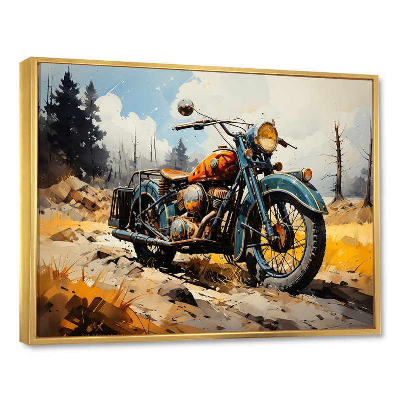 Vélo rustique de la Première Guerre mondiale, Cadre flottant doré, H 34 po x l 44 po x P 1,5 po