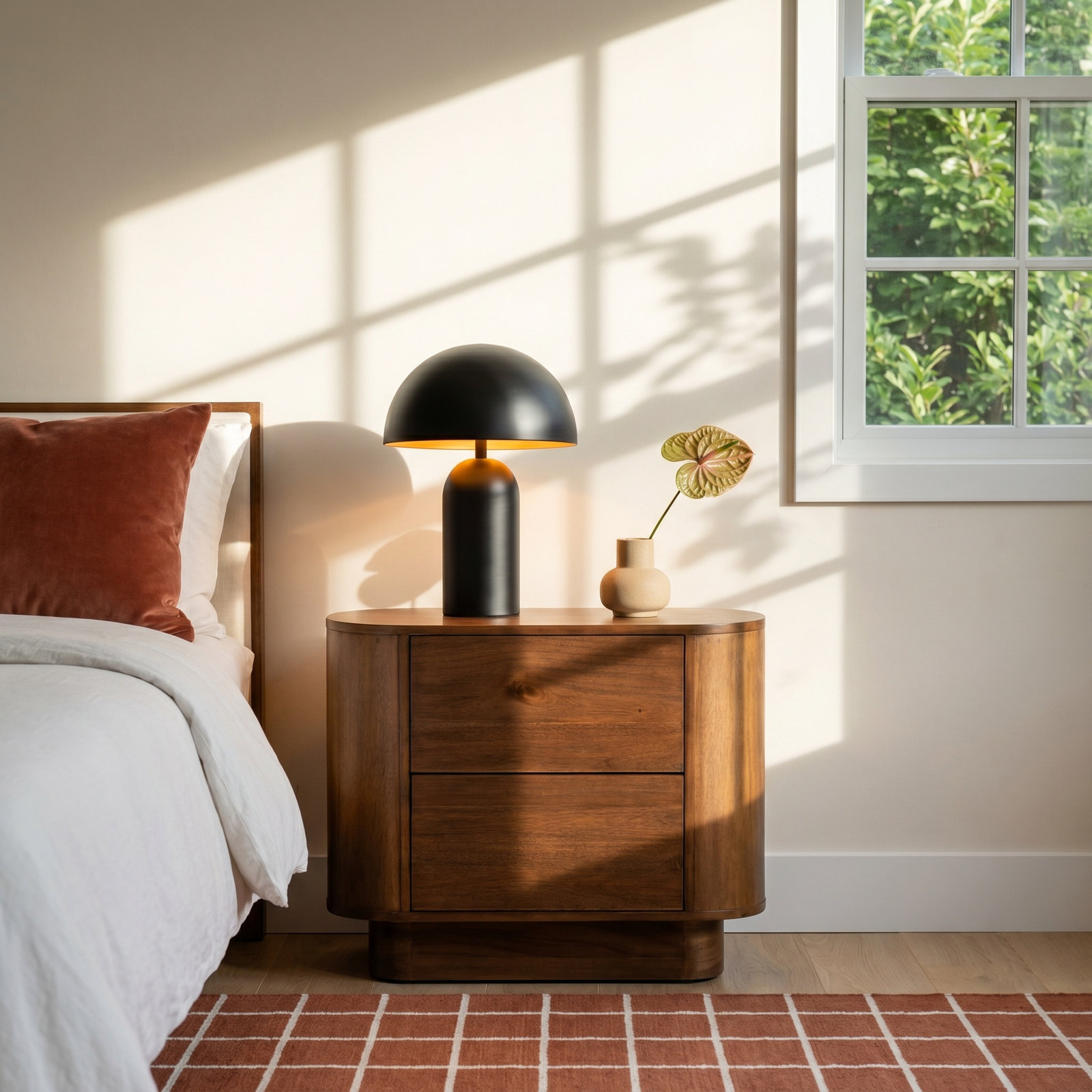 Haiden Acacia Nightstand, Seasoned Brown Acacia