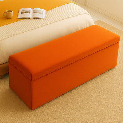 Safar Wide Velvet Plain Rectangle Solid Color Standard Ottoman Box with Storage