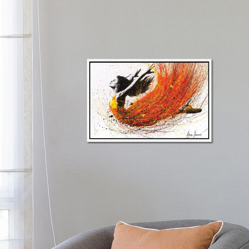Night Fire Dance by Ashvin Harrison - Print on Canvas, White Floater Framed, 45.72cm H x 66.04cm W x 3.81cm D