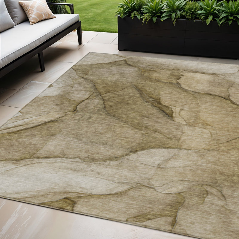 Tapis intérieur lavable abstrait beige 5 pi x 8 pi