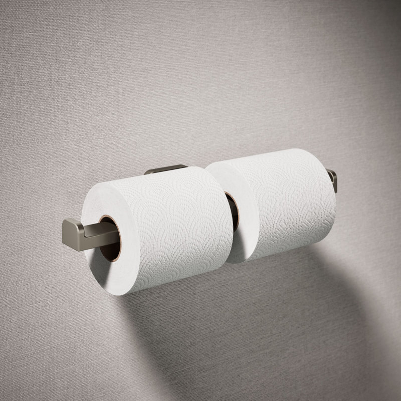 Parallel Double Toilet Paper Holder, Vibrant Brushed Nickel