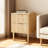 15.7" Oak Nightstand, P2 15MM MDF, Melamine & Vacuum Forming, 2 Drawers, US Outlet (1USB+1TYPE C+2AC)