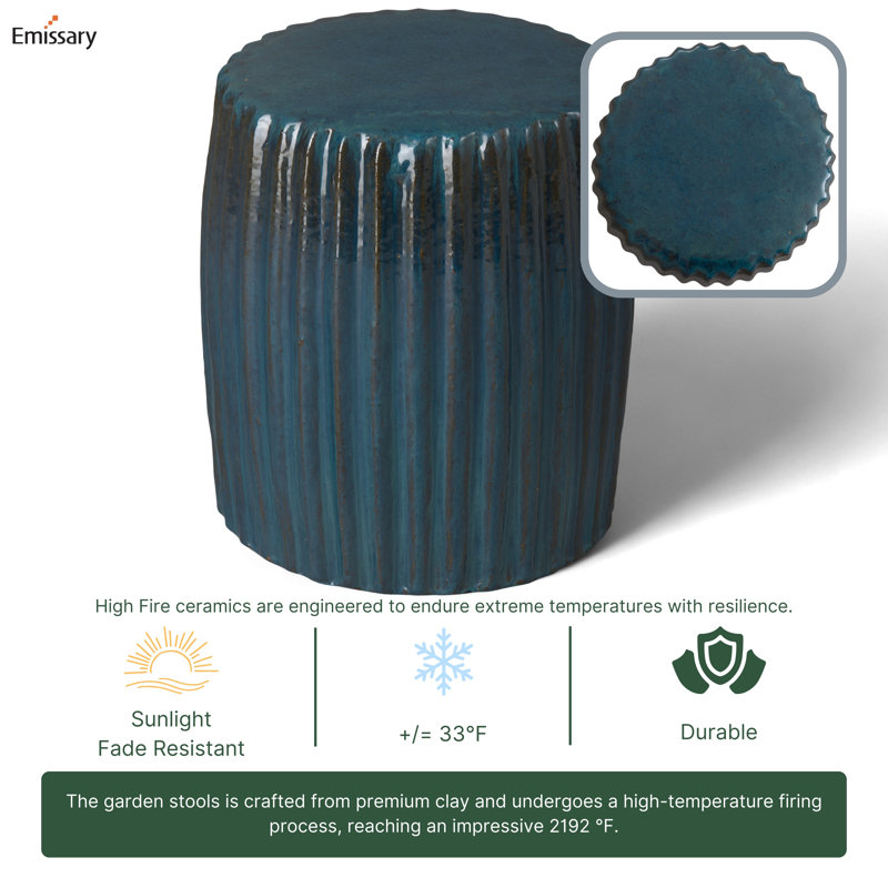 Vitaly Garden Stool, Turquoise