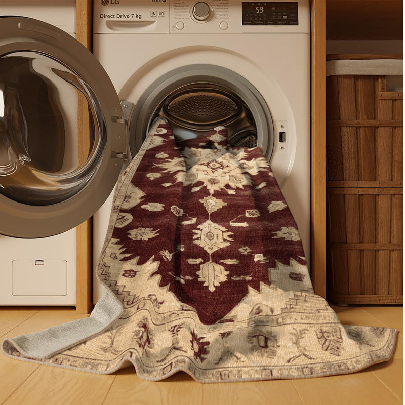 Tapis brun lavable à la machine, Rectangle 7 pi x 10 pi