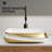 Modern Ceramic Vessel Sink with Elegant Gold Rim, Above Counter Installation