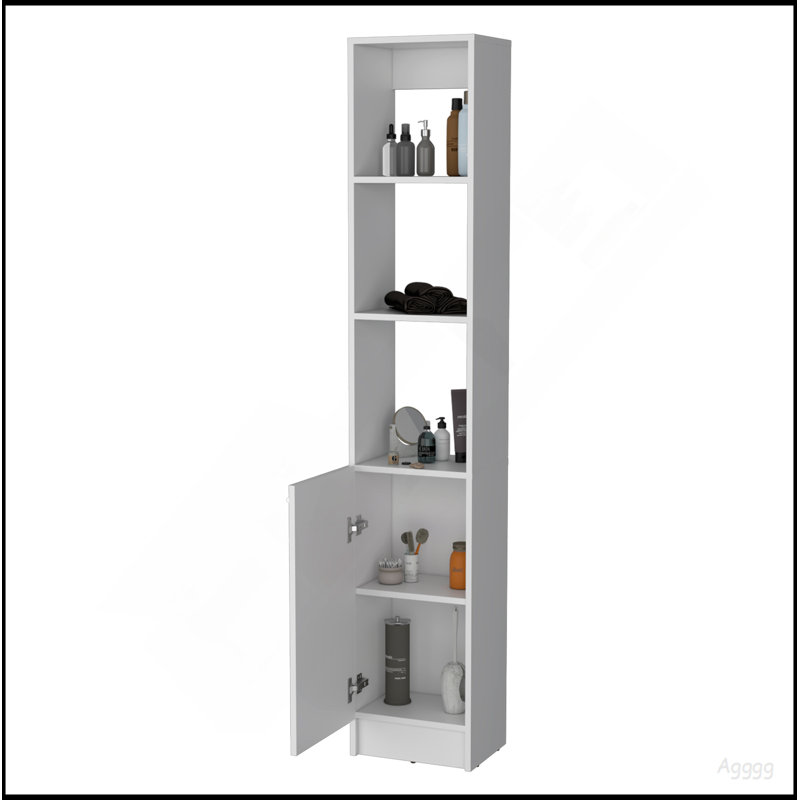 Brenda Linen Cabinet With 1 Door, 3 Open Shelves, White