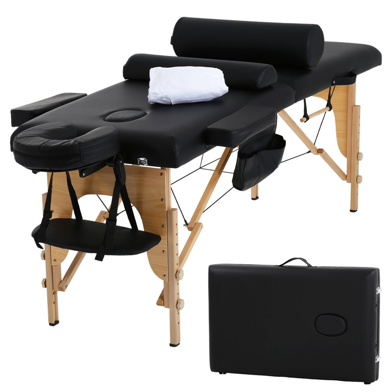 Massage Table 24 Inch Wide Lash Bed 2 Folding Portable Massage Bed Height Adjustable Spa Table With Towel Hanger Oil Pouch Half Bolster Round Bolster Non-Woven Bag, 