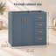 Meuble-lavabo autoportant de 90,8 cm (35,74 po) sans lavabo, structure en bois massif, 3 tiroirs et portes à fermeture douce, style moderne bleu
