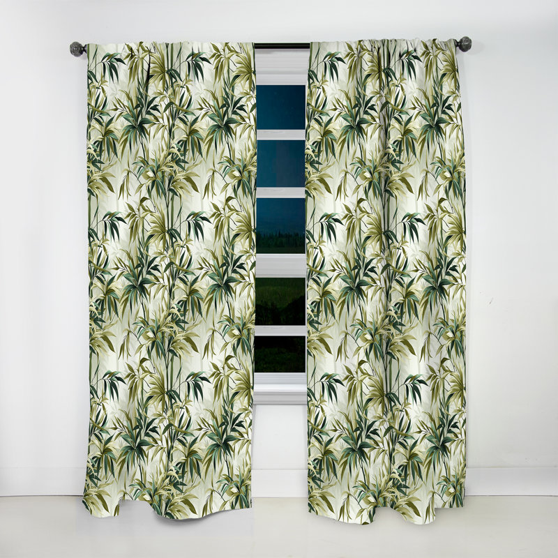 Bambou Zen Tropical Motif II - Rideau floral - Rideau floral obscurcissant - 1 panneau, L 52 po x L 95 po