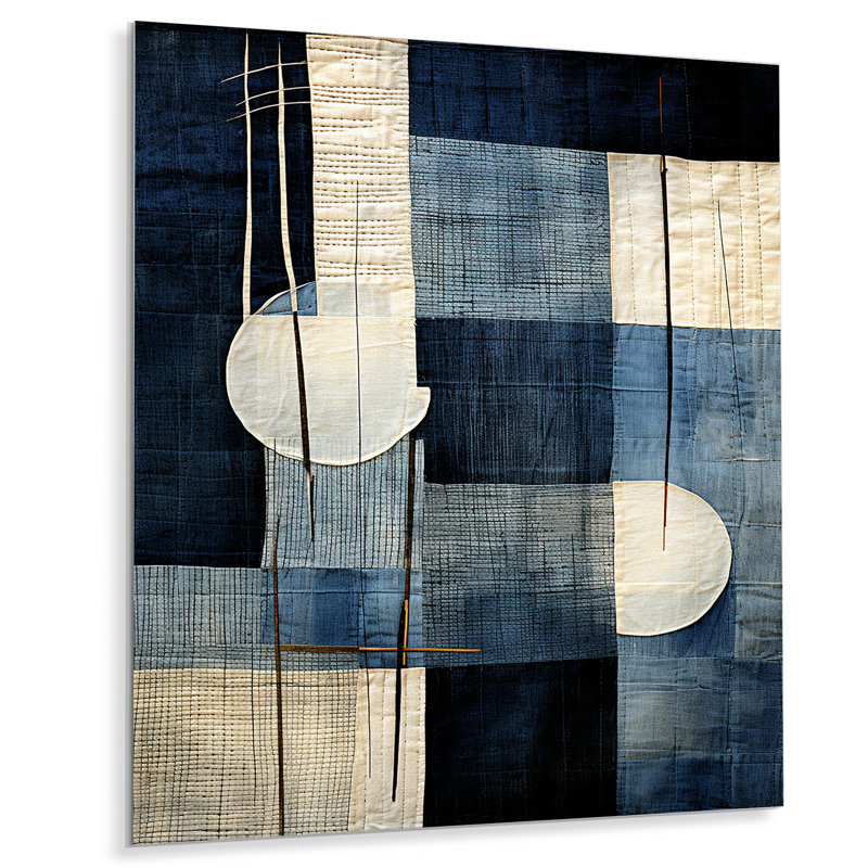 «Blue Azure Geometric Collages - Abstract Collages», art mural en métal, H 20 po x l 12 po x P 1 po