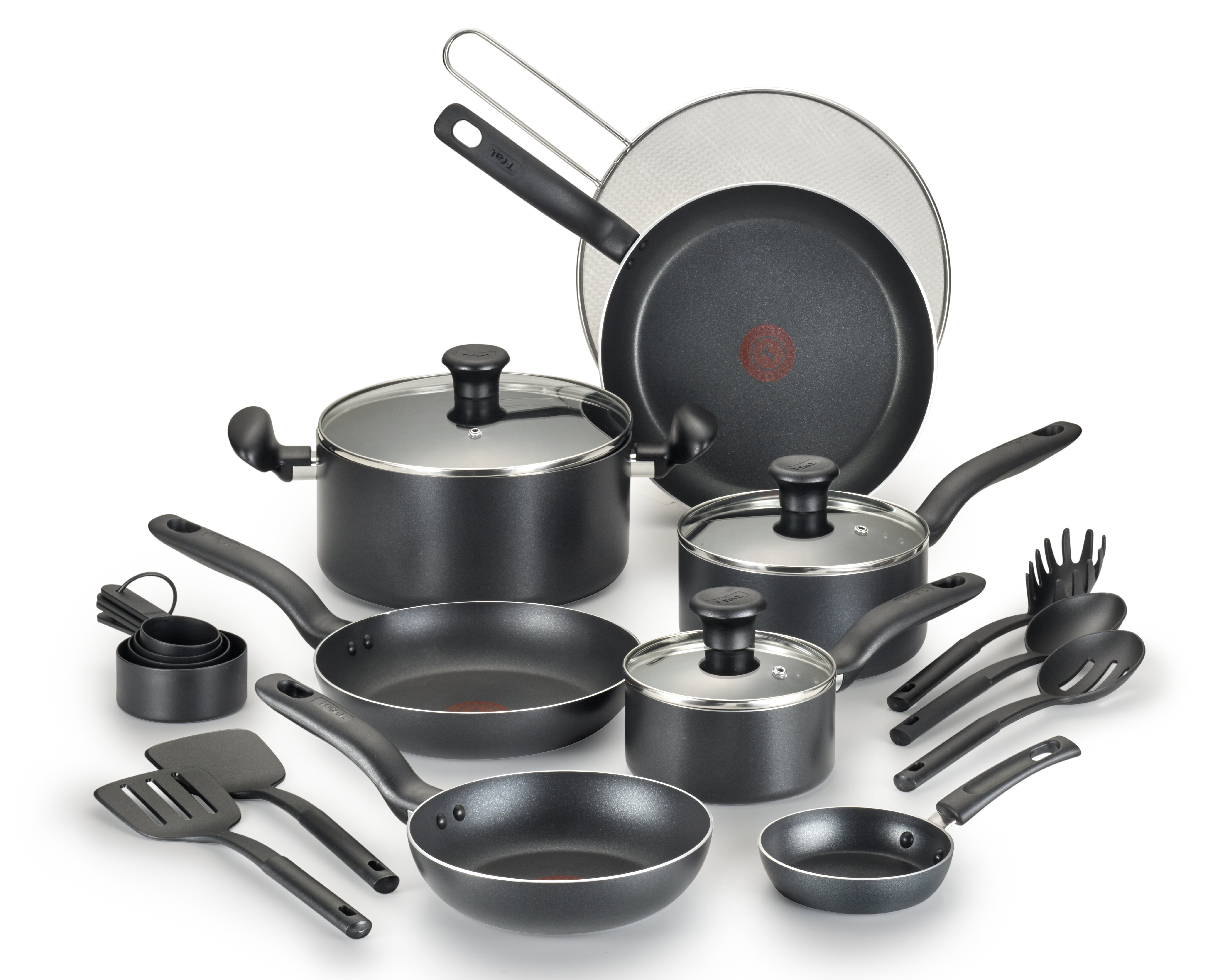 T-fal Nonstick Aluminum Cookware Set & Cooking Utensils, 11 piece