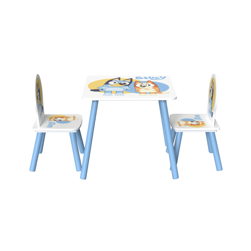 Bluey Children Kids Table and Chairs Set (2 Chairs Included) - Ideal for Arts & Crafts, Snack Time, Homeschooling, Homework & More