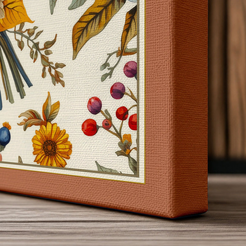 Bouquet Botanical - Wrapped Canvas, 36x24 - 91.4 x 61.0 cm, Terracotta Border