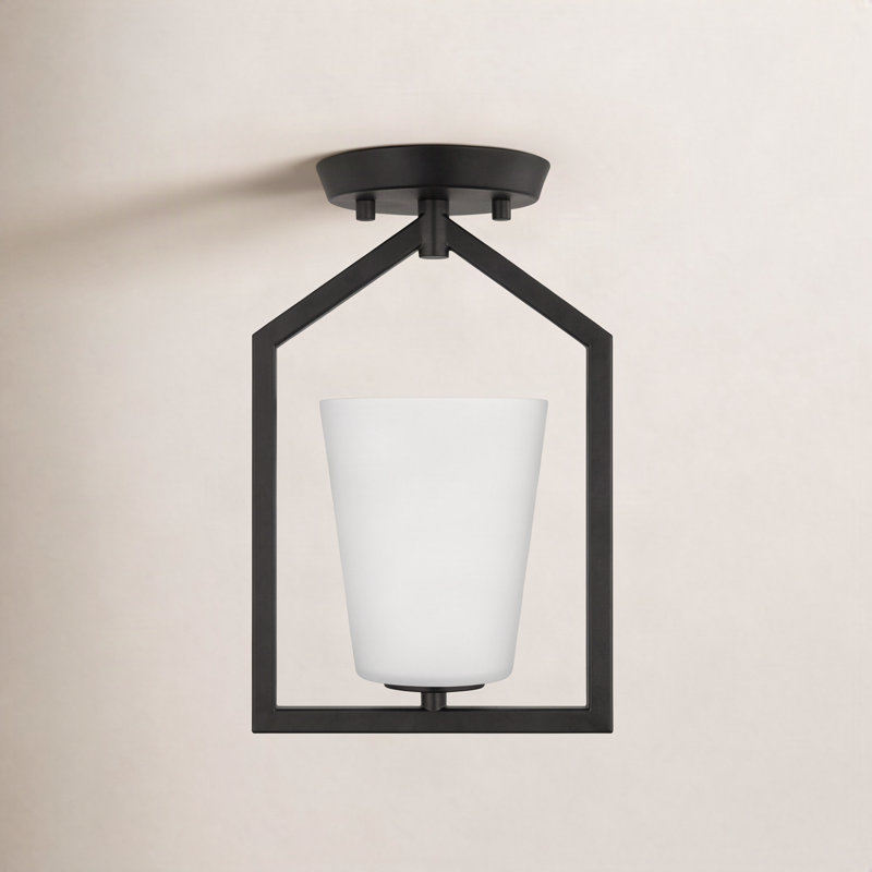 Bera Astri Glass Semi Flush Mount, Matte Black
