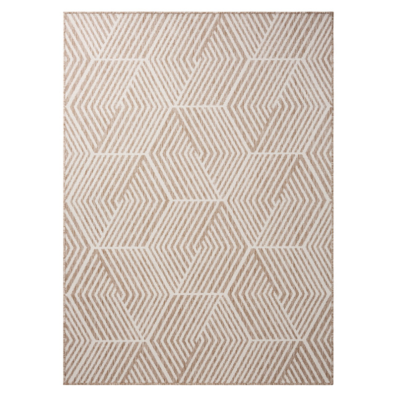 NICOLE MILLER NEW YORK Patio Country Ombre Geo Outdoor Area Rug, Beige/Cream, Rectangle 7'9" x 10'2"