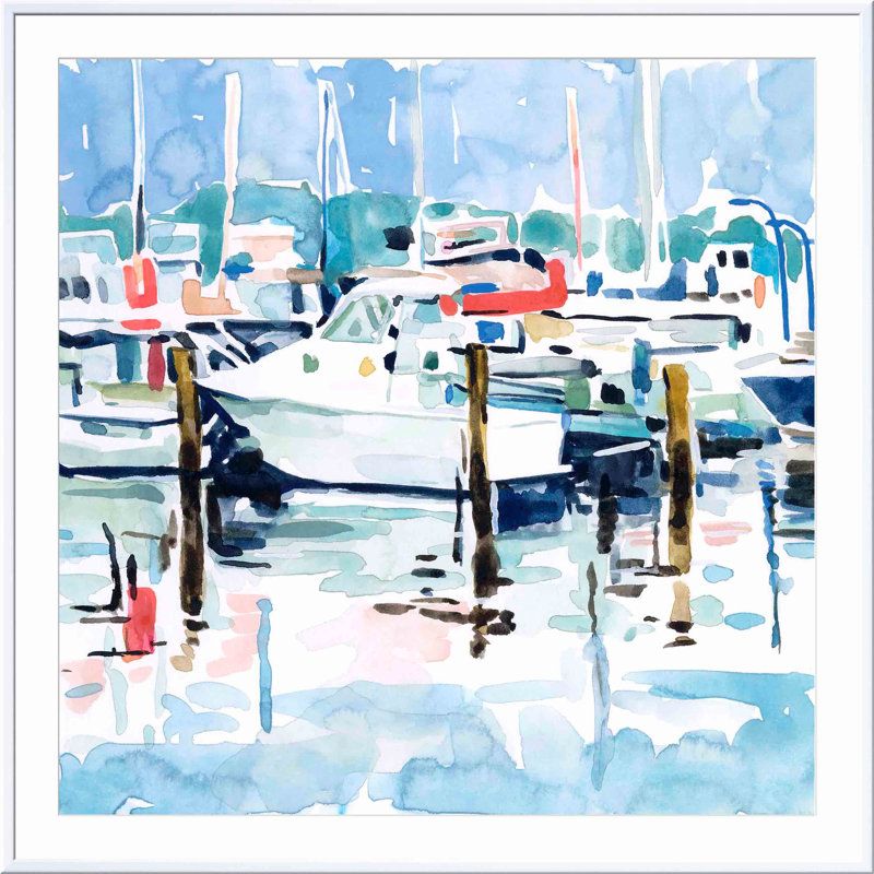 «Marina I» par Emma Scarvey - peinture encadrée, Blanc, H 24 po x l 36 po