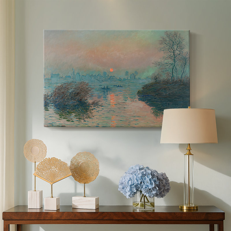 Sunset on the Seine at Lavacourt, Winter Effect-Claude Monet-Gallery Wrapped Canvas-1880, 24 x 36