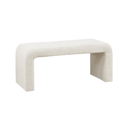Modern Boucle Fabric Waterfall Bedroom Bench - 400 Lbs Weight Capacity, Cream, 42"W X 16"D 18"H, No Assembly Required Stool
